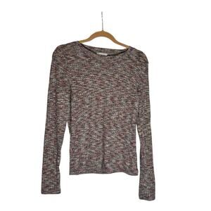 Evereve Rainbow Long Sleeve Crewneck Thermal T Shirt Size Small
